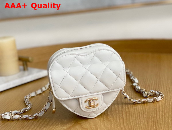 Chanel Heart Belt Bag in White Lambskin Replica