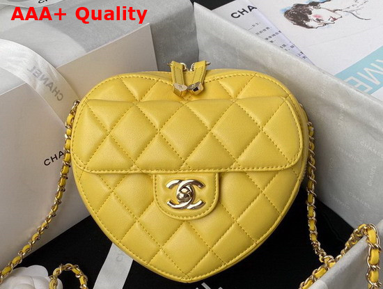 Chanel Heart Clutch with Chain Yellow Lambskin Gold Tone Metal Ref AP2784 Replica