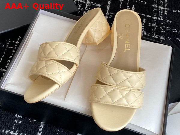 Chanel Heeled Mules in Beige Lambskin G46480 Replica