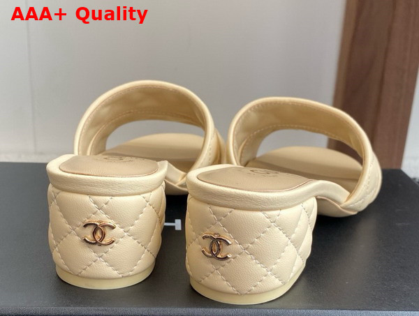 Chanel Heeled Mules in Beige Lambskin G46480 Replica