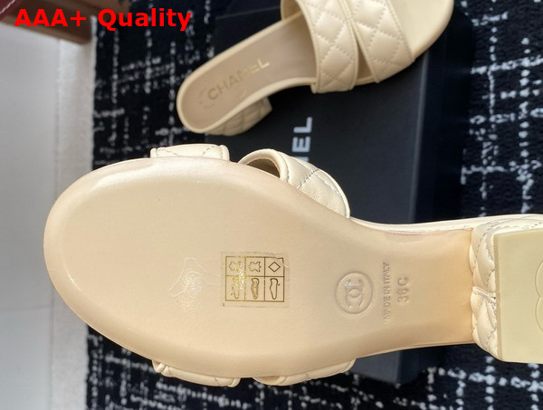 Chanel Heeled Mules in Beige Lambskin G46480 Replica