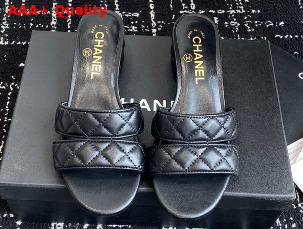 Chanel Heeled Mules in Black Lambskin G46480 Replica