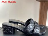 Chanel Heeled Mules in Black Lambskin G46480 Replica