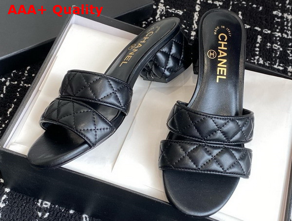 Chanel Heeled Mules in Black Lambskin G46480 Replica