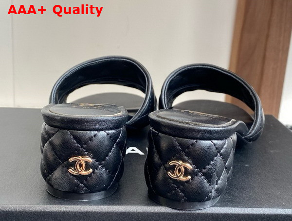 Chanel Heeled Mules in Black Lambskin G46480 Replica
