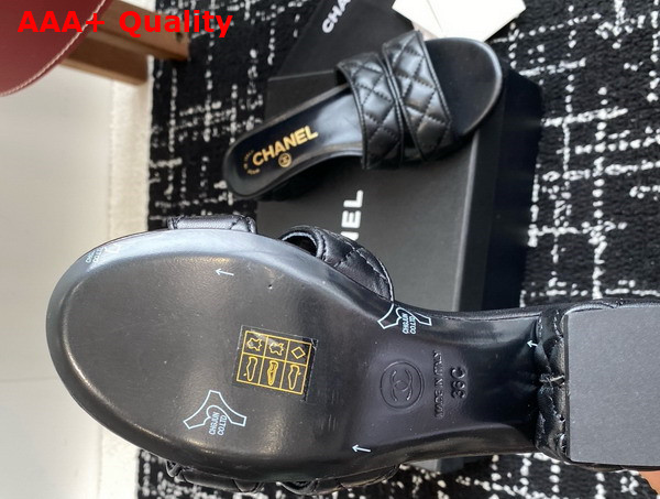 Chanel Heeled Mules in Black Lambskin G46480 Replica