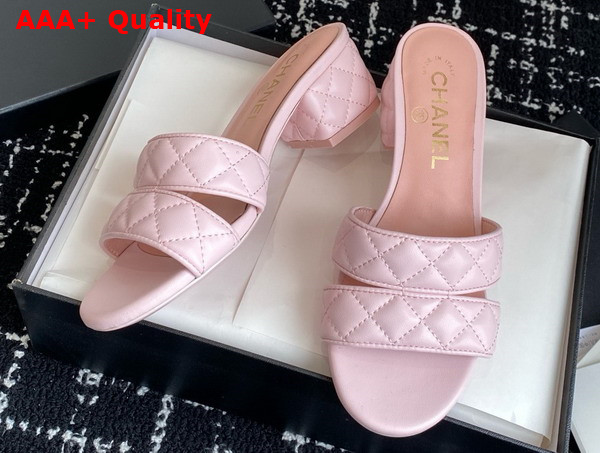 Chanel Heeled Mules in Light Pink Lambskin G46480 Replica