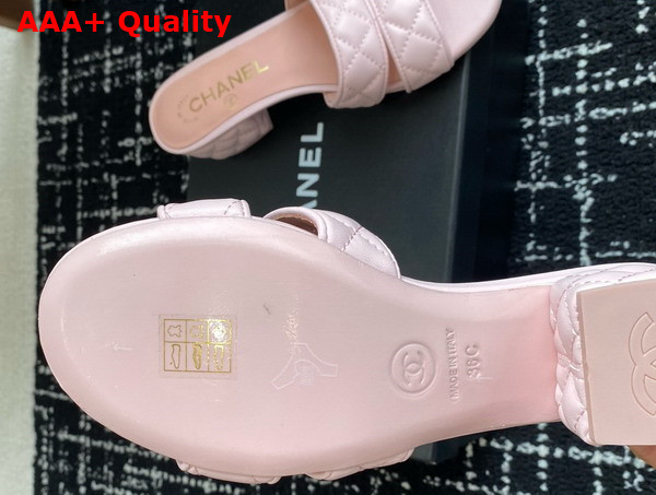 Chanel Heeled Mules in Light Pink Lambskin G46480 Replica