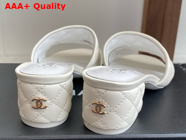 Chanel Heeled Mules in White Lambskin G46480 Replica