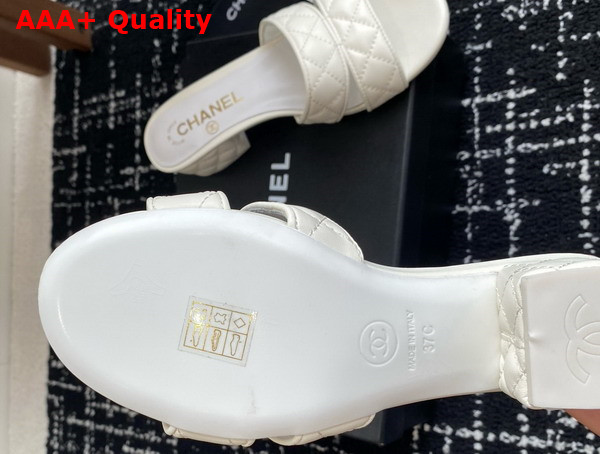 Chanel Heeled Mules in White Lambskin G46480 Replica