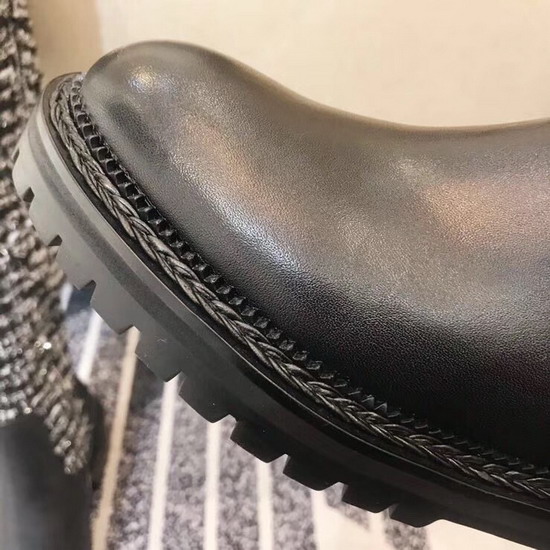 Chanel High Boots Tweed and Calfskin Black