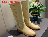 Chanel High Boots in Beige Calfskin with CC Buckle on the Side Replica