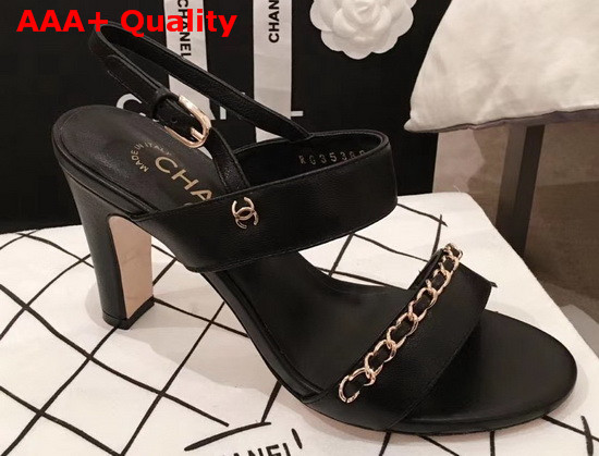 Chanel High Heel Sandal in Black Lambskin G35382 Replica