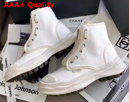Chanel High Top Sneaker in White Canvas Replica