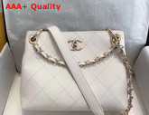 Chanel Hobo Handbag White Grained Calfskin Replica