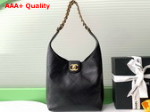 Chanel Hobo Handbag in Black Shiny Lambskin Gold Tone Metal AS5403 Replica