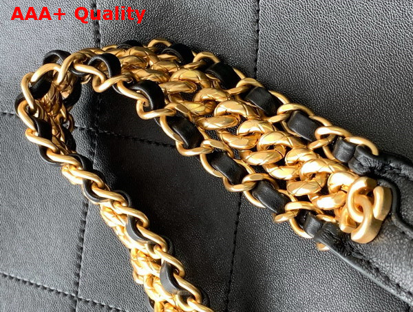 Chanel Hobo Handbag in Black Shiny Lambskin Gold Tone Metal AS5403 Replica