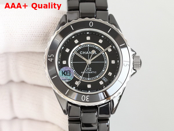 Chanel J12 Watch Caliber 12 1 38mm Black Highly Resistant Ceramic and Steel Diamond Indicators H5702 Replica