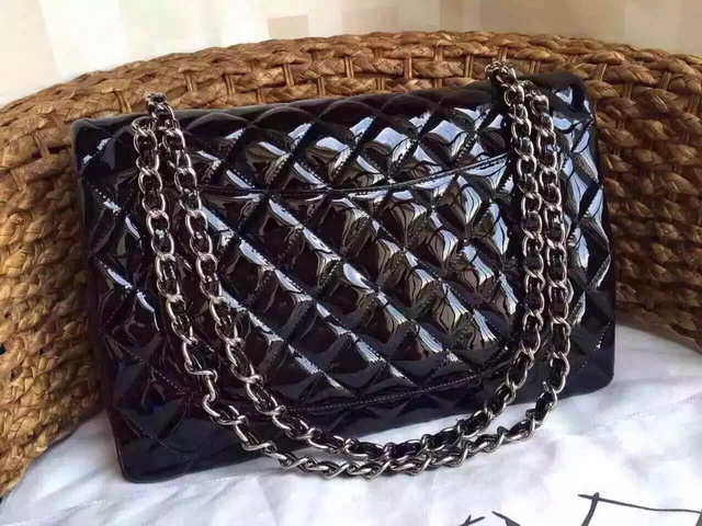 Chanel Jumbo Flap Bag Black Patent Leather for Sale
