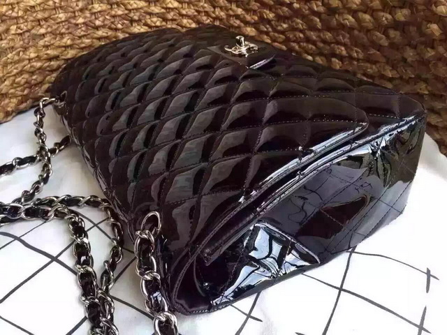 Chanel Jumbo Flap Bag Black Patent Leather for Sale