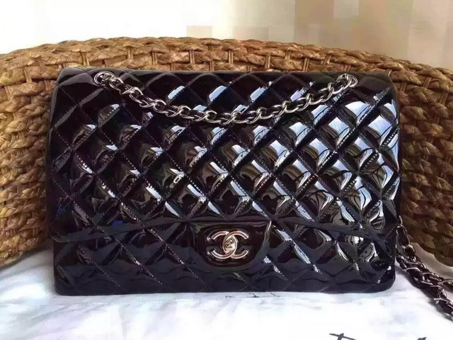 Chanel Jumbo Flap Bag Black Patent Leather for Sale