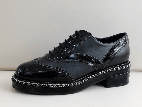 Chanel Lace Ups Black Calfskin and Patent Leather Replica