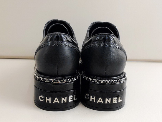Chanel Lace Ups Black Calfskin and Patent Leather Replica