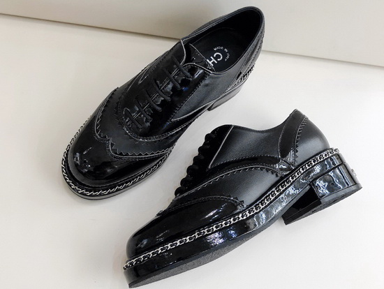 Chanel Lace Ups Black Calfskin and Patent Leather Replica