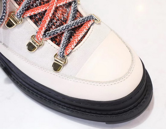 Chanel Lace Ups Calfskin and Mixed Fibers Ivory Grey and Orange G35375