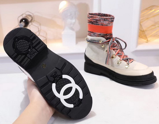Chanel Lace Ups Calfskin and Mixed Fibers Ivory Grey and Orange G35375