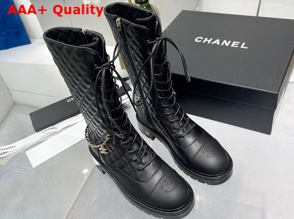 Chanel Lace Ups Lambskin Grained Calfskin Black Ref G39394 Replica