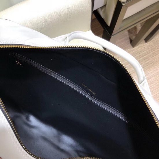 Chanel Large Bowling Bag in White Calfskin