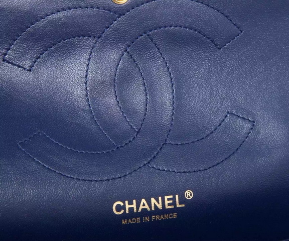 Chanel Large Classic Caviar Flap Bag Blue Gold Chain for Sale