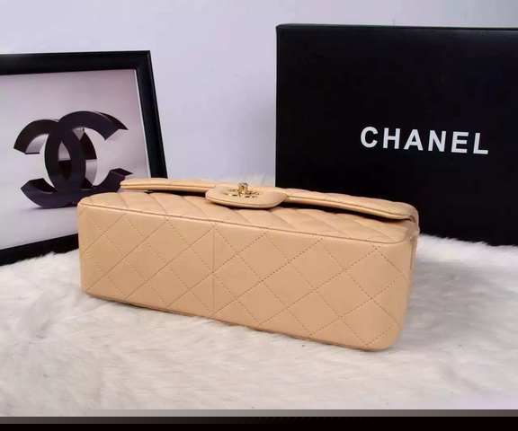 Chanel Large Classic Flap Bag in Apricot Quilted Lambskin with Gold Chain for Sale