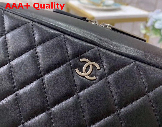 Chanel Large Cosmetic Purse in Black Lambskin Replica
