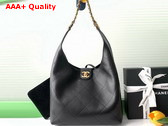 Chanel Large Hobo Bag in Black Shiny Lambskin Gold Tone Metal AS5410 Replica