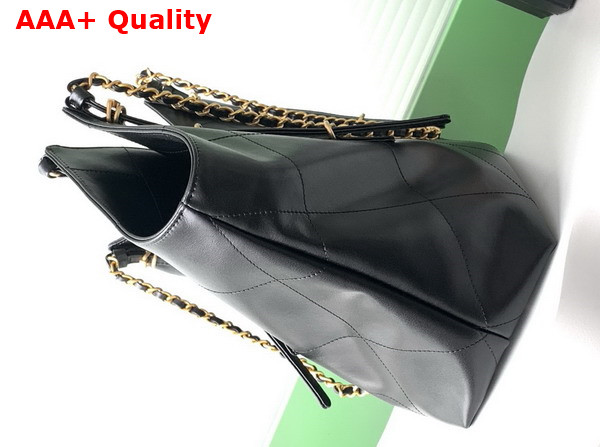 Chanel Large Shopping Bag Calfskin Gold Tone Metal Black AS5466 Replica