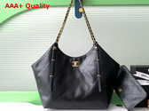 Chanel Large Shopping Bag Calfskin Gold Tone Metal Black AS5466 Replica