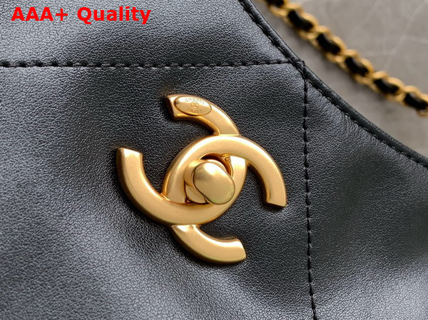 Chanel Large Shopping Bag Calfskin Gold Tone Metal Black AS5466 Replica