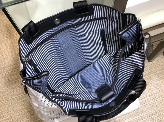 Chanel Large Shopping Bag White Mesh Fabric and PVC