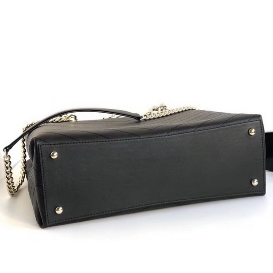 Chanel Large Shopping Bag in Black Chevron Calfskin A57553