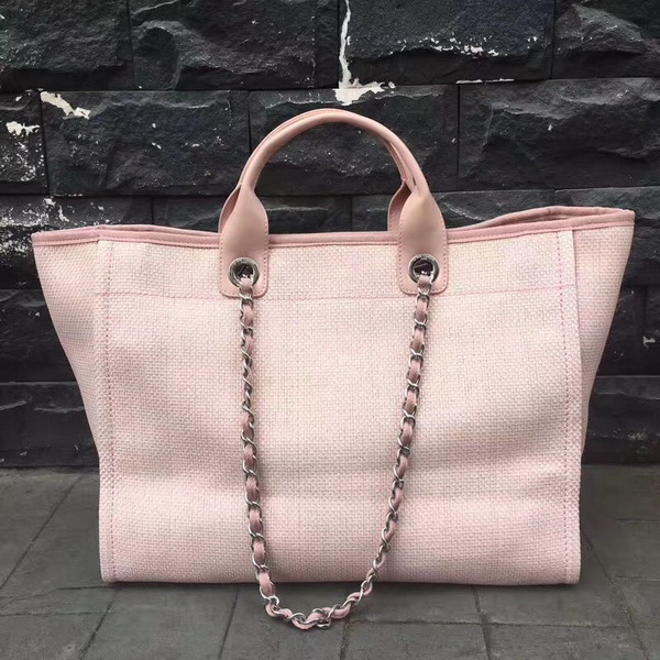 Chanel Large Shopping Bag in Light Pink Printed Fabric