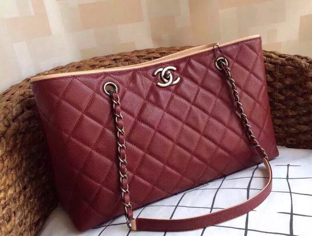Chanel Large Shopping Tote in Red Caviar Leather for Sale