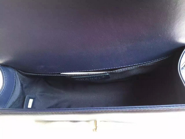 Chanel Le Boy Navy Blue Lambskin Silver Hardware for Sale