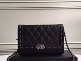Chanel Le Boy Wallet On Chain Black Calfskin for Sale