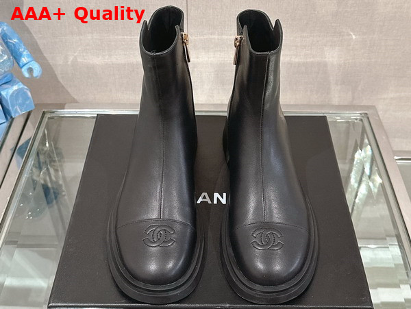 Chanel Leather Ankle Boot in Black Replica