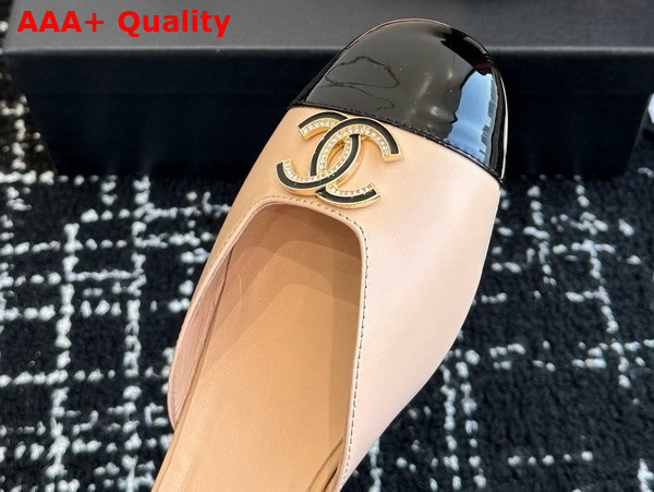 Chanel Mary Jane Pump Lambskin and Patent Calfskin Beige and Black Replica