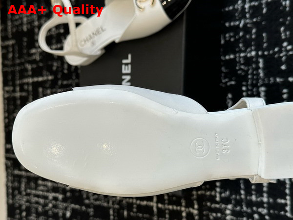 Chanel Mary Jane Pump Lambskin and Patent Calfskin White and Black Replica