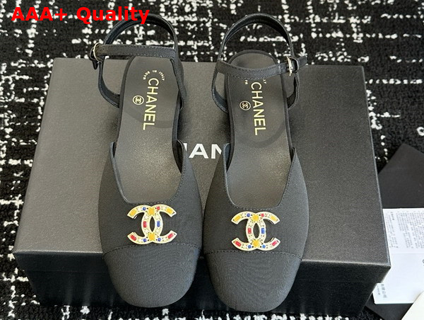 Chanel Mary Jane Pump in Black Cotton Replica