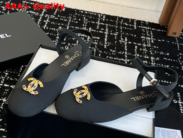 Chanel Mary Jane Pump in Black Cotton Replica